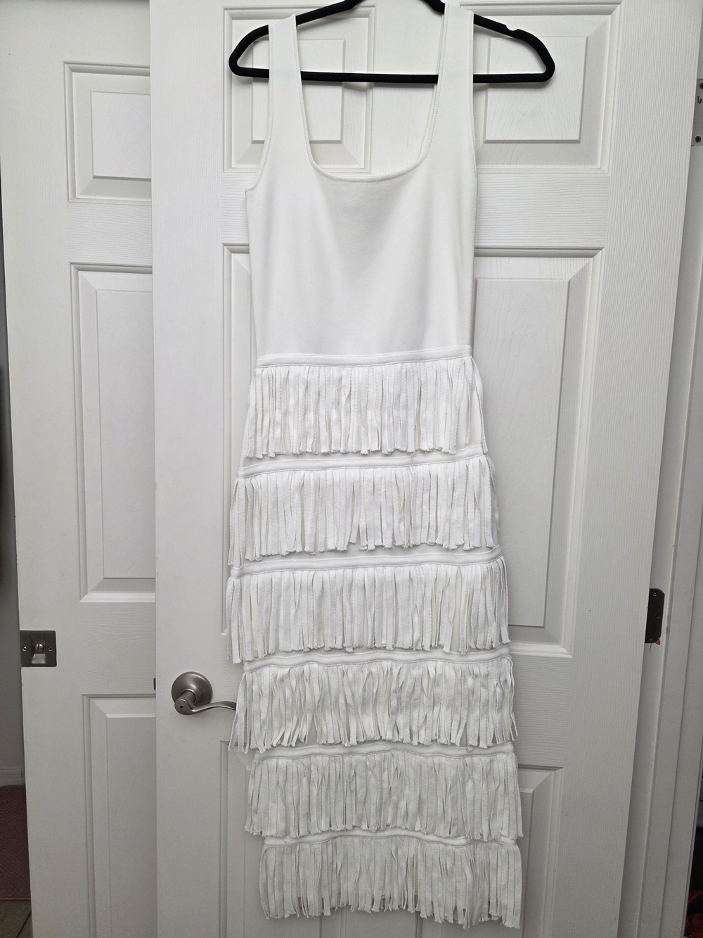 Endless Rose - White Fringe Tank Maxi Dress - Size S